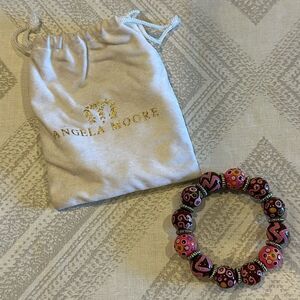 Angela Moore Women’s Brown & Pink 14mm Beaded Bracelet